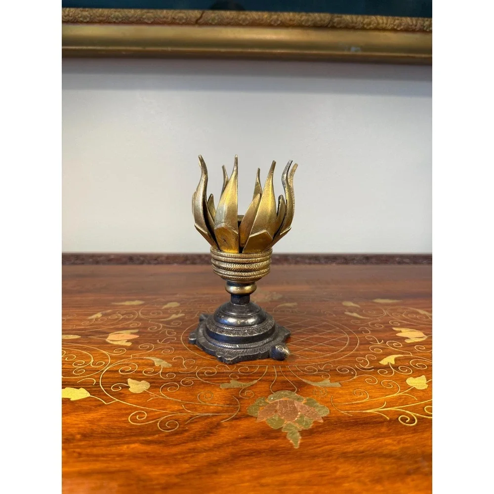 Vintage Brass Lotus‎ Candle or Incense Holder • Expanding Flower Design